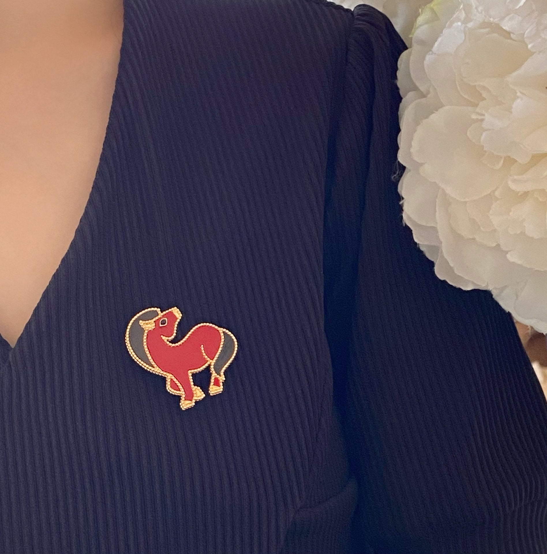 18K Lucky Animals Horse Clip Brooch