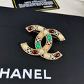18K CC Color Crystal Diamond Brooch