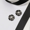 18K CC Black & Pink Camellia Earrings