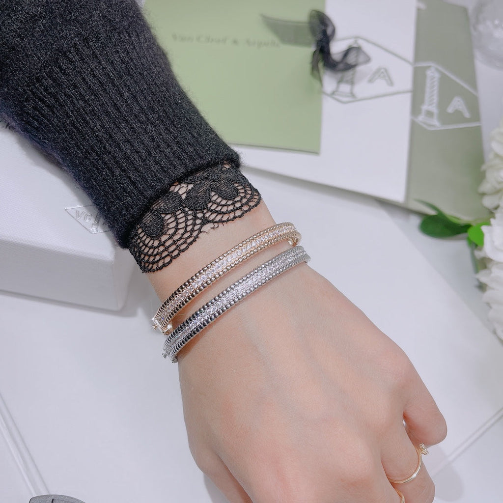 18K Rose Gold Perlée Diamonds One Row Bracelet