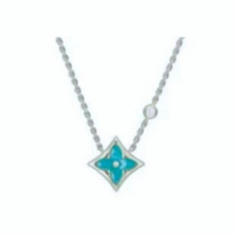 18K Louis Blue Color Blossom Necklace