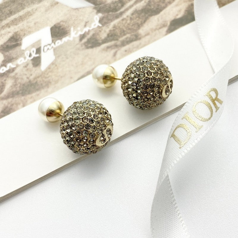 18K CD Diamond & Pearl Gold Earrings