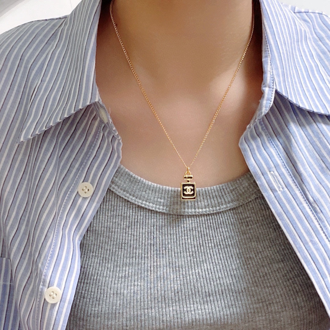 18K CC Perfume Bottle Necklace