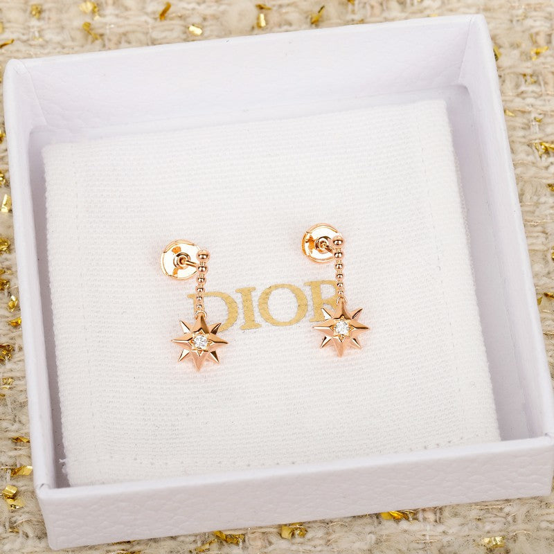 18K CD Flower Rose Gold Earrings