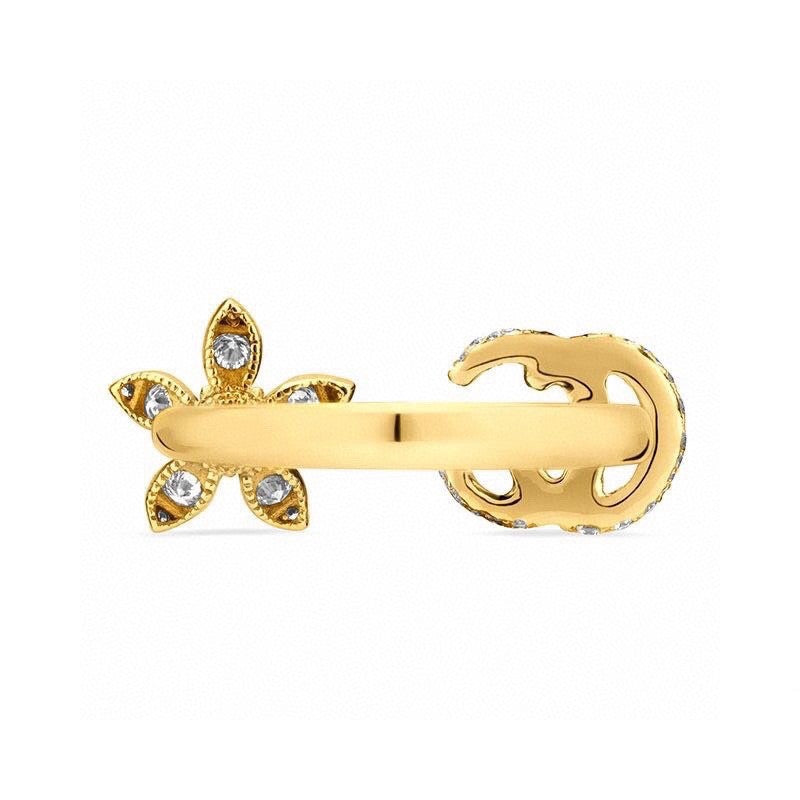 18K GG Flower Diamond Gold Ring