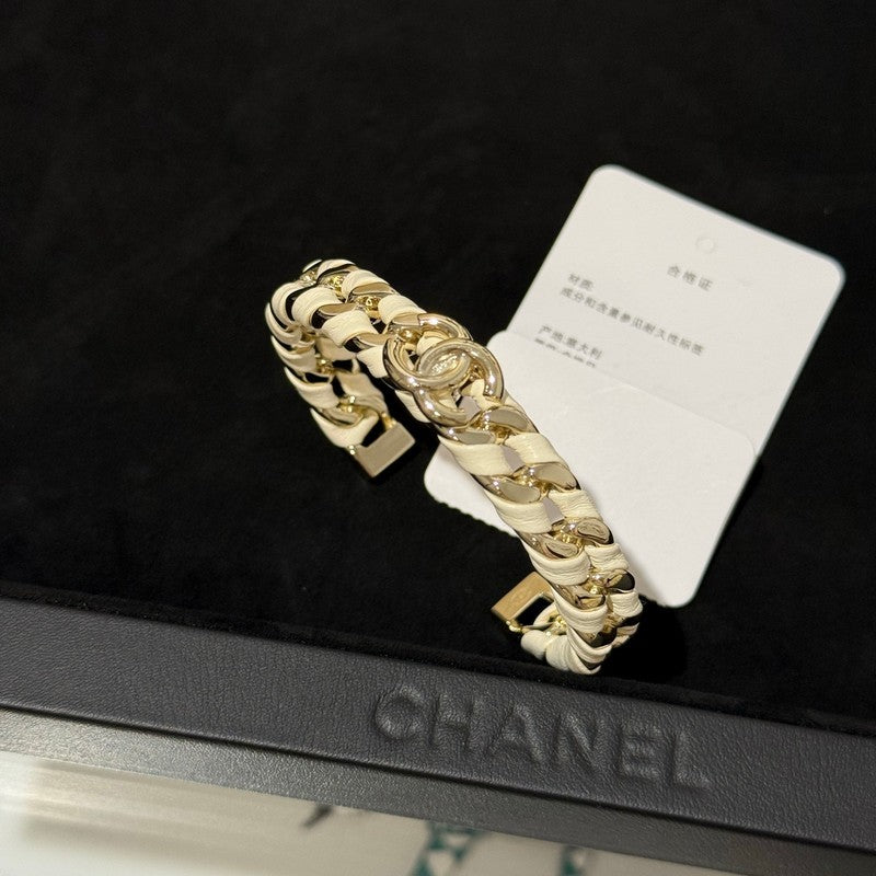 18K CC 26C White Open Cuff Bracelet