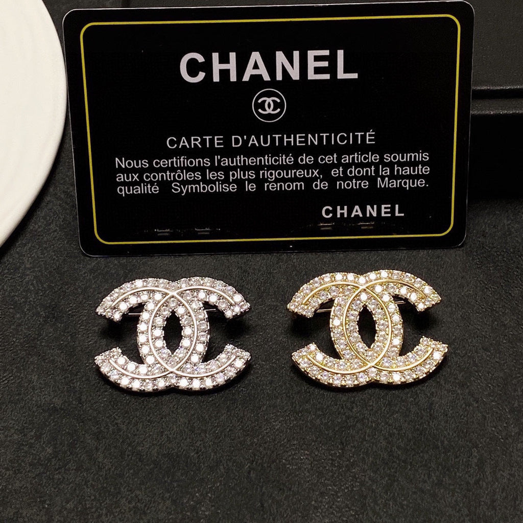 18K CC Diamonds Set Broochs