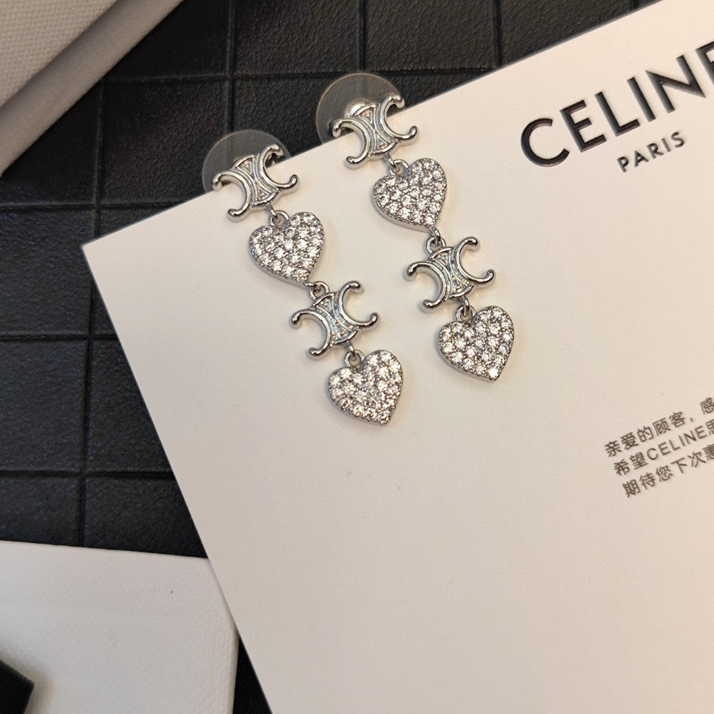 18K Triomphe Heart Pendant Earrings
