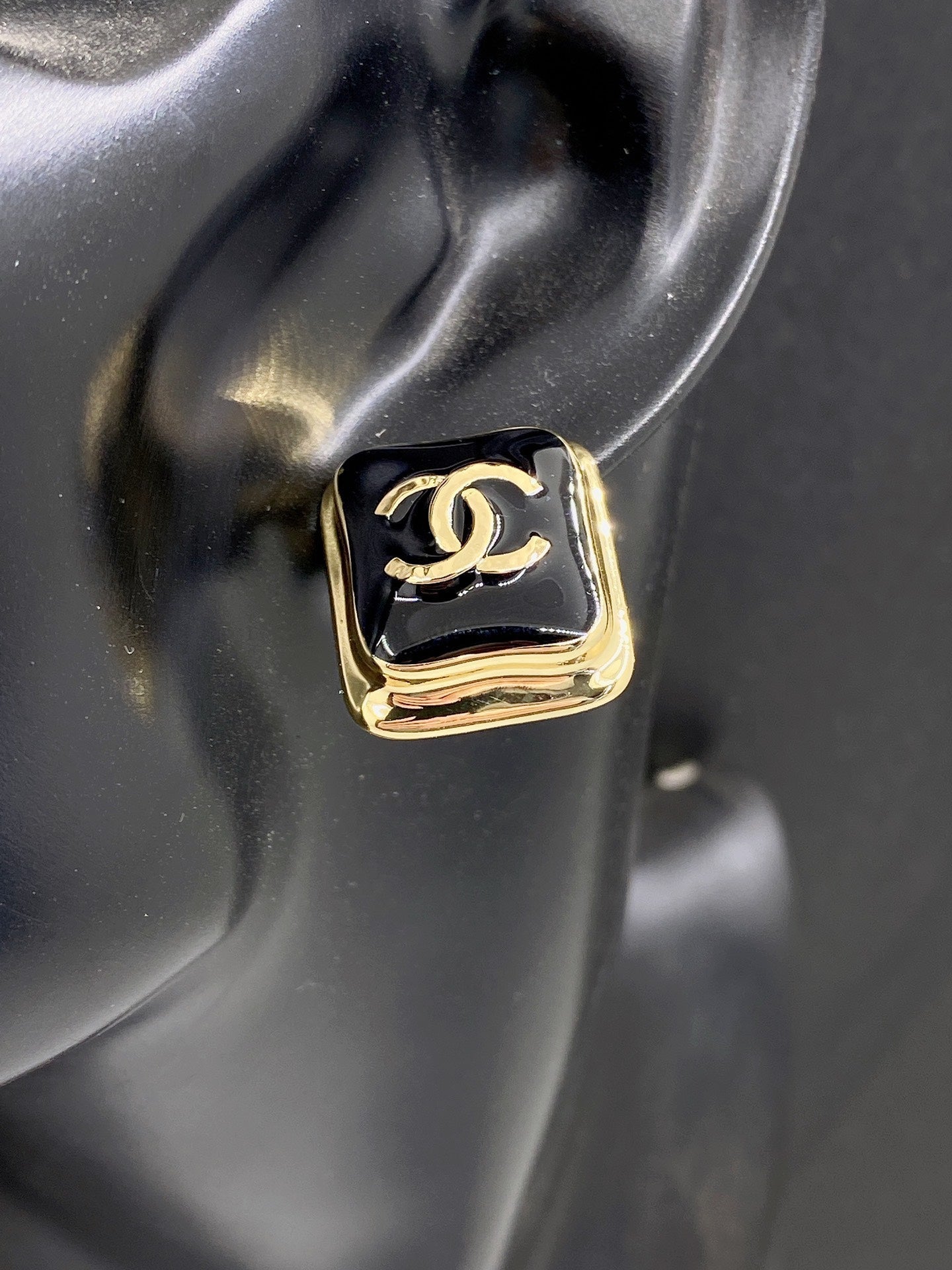 18K Square CC Earrings