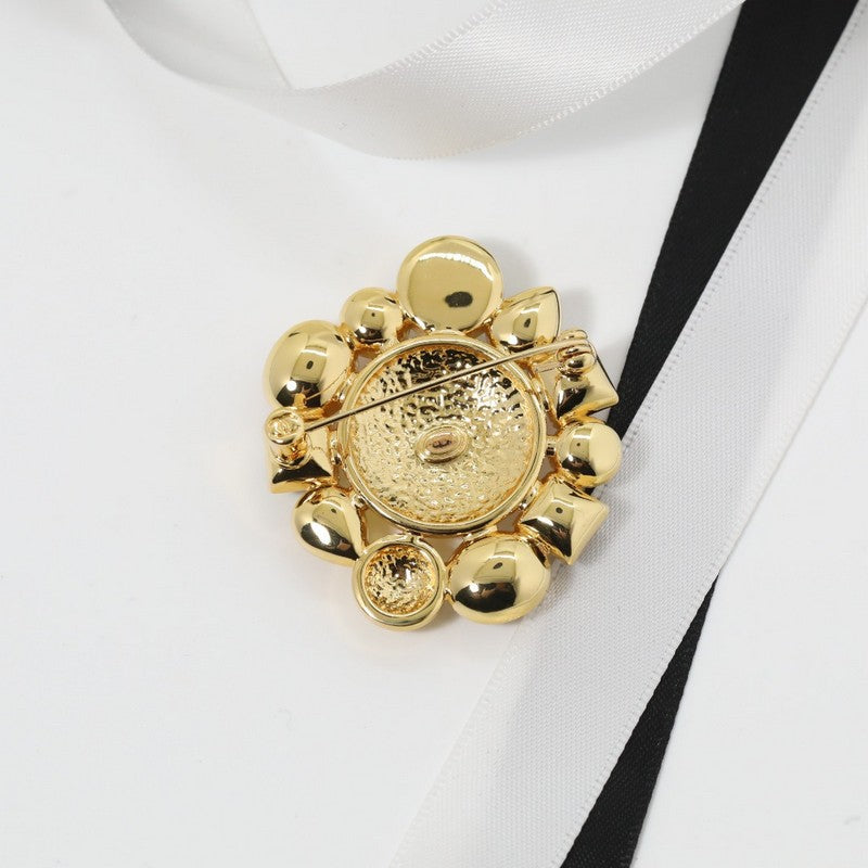 18K CC Color Crystal Flower Brooch