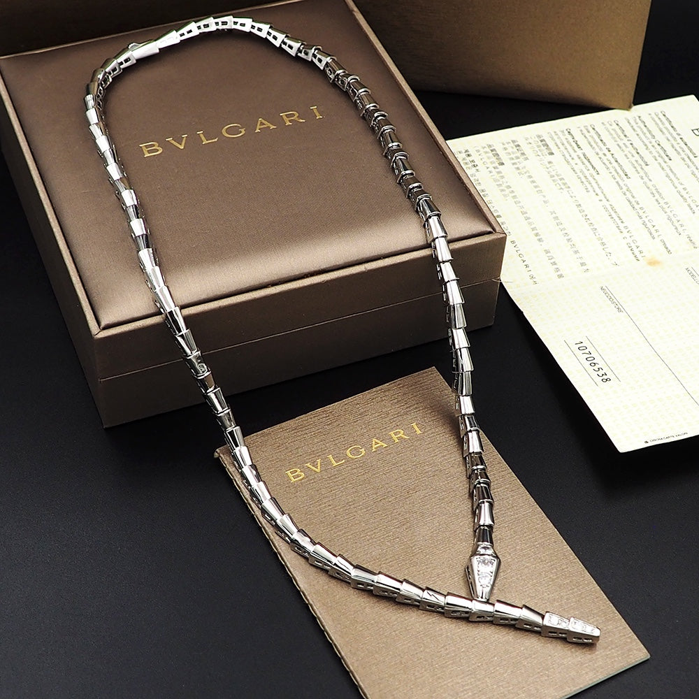 18K BV Serpenti Viper Demi-Pave Diamonds Necklace