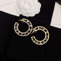 18K CC Circle Pearl Earrings