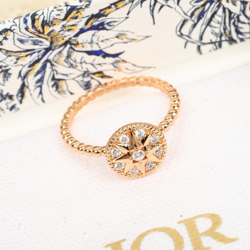 18K CD Compass Diamond Gold Ring