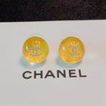 18K CC Yellow Round Earrings