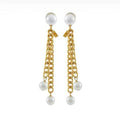 18K Triomphe Chain Pearl Earrings