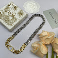 18K CD Icon Chain Blue White Resin Necklace