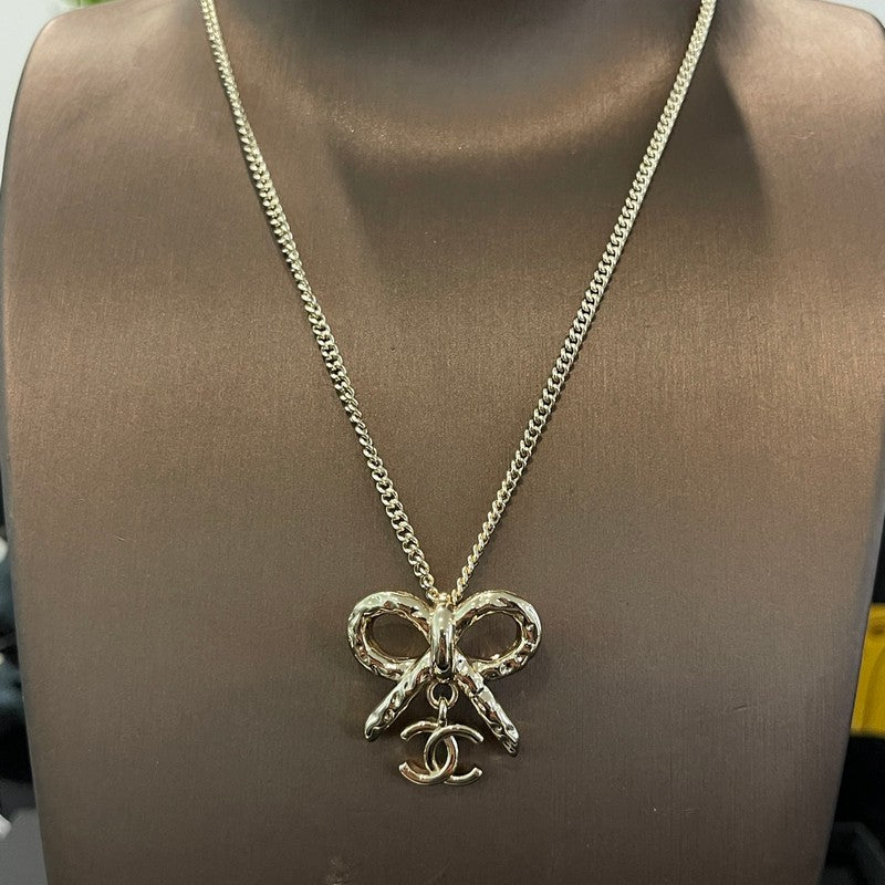 18K CC Gold Bow Tie Necklace