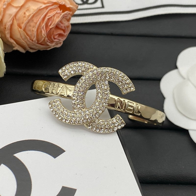 18K CC Big Diamond Open Cuff Bracelet