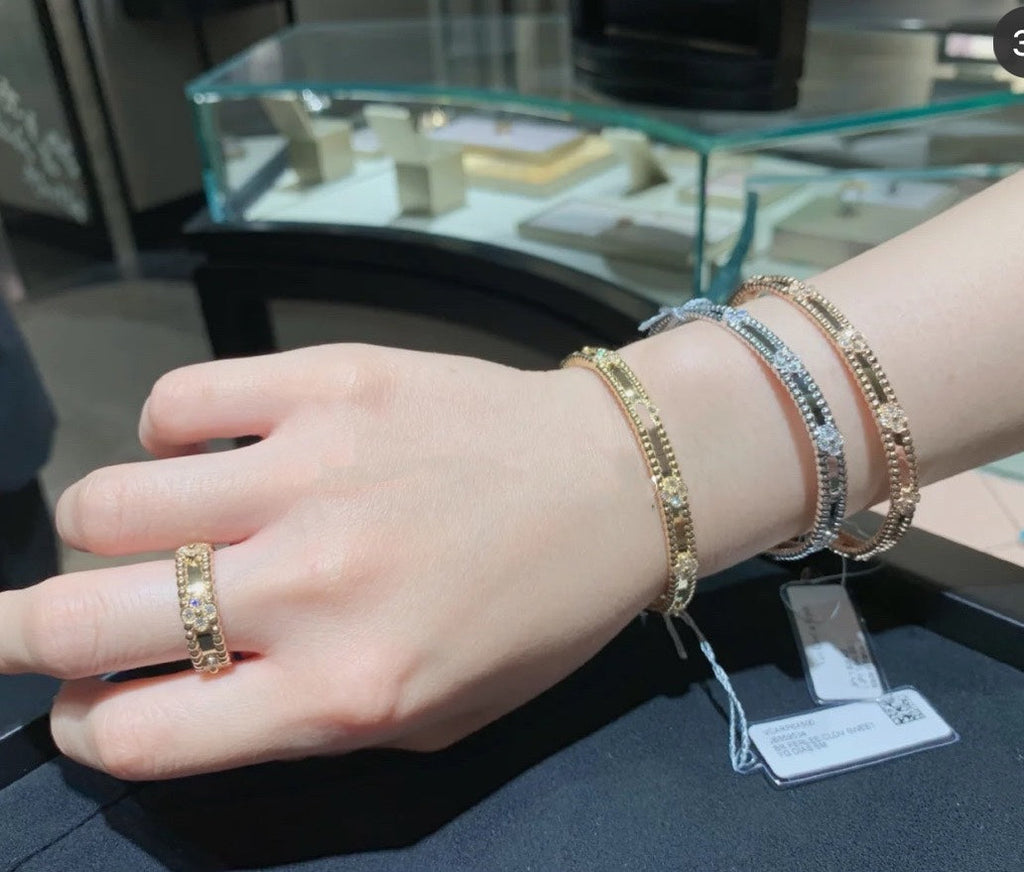 18K Rose Gold Perlée Sweet Clovers Small Bracelet
