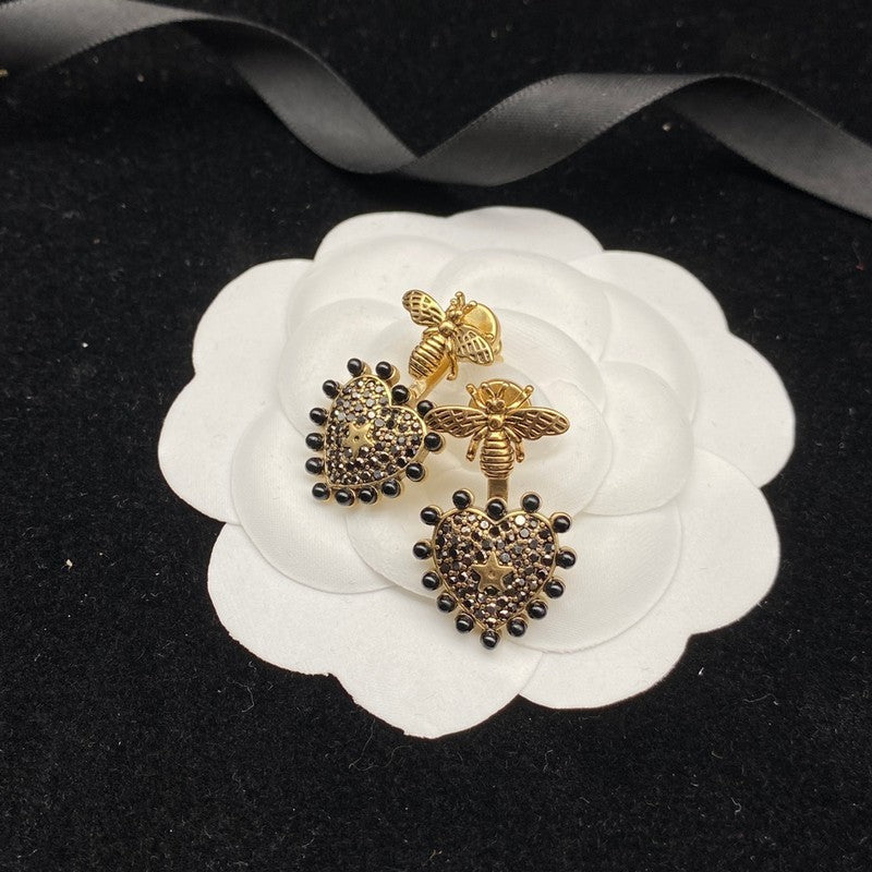 18K CD Hear Bee Diamond Earrings