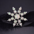 18K CC Flower Crystals Brooch