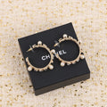 18K CC Pearl Crystal Earrings
