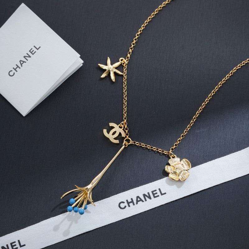 18K CC Color Flower Necklace