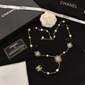 18K CC Flowers Pearl Long Necklace