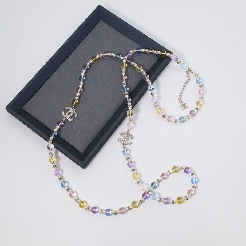 18K CC Color Crystal Long Necklace
