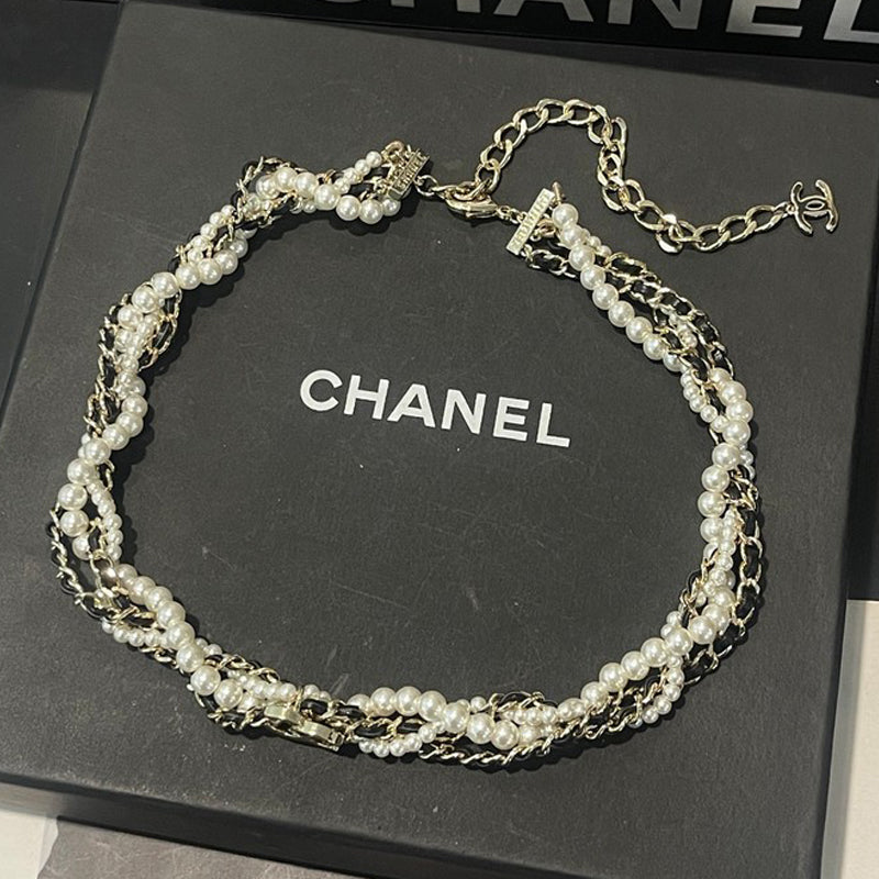18K CC Pearls Gold Necklace