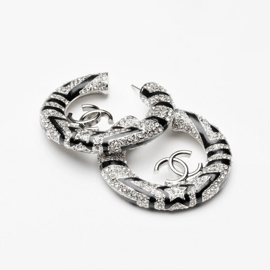 18K CC Black Diamonds Earrings