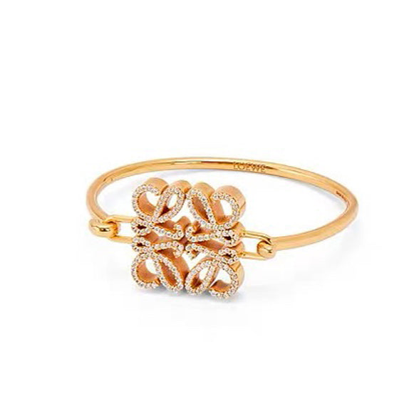 18K Anagram Pave Anagram Open Bracelet