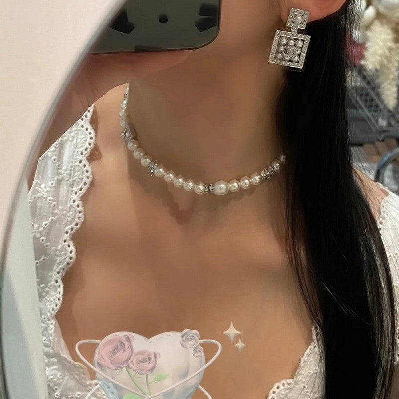 18K CC Diamond Pearl Perfume Earrings