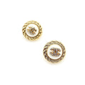 18K CC White Pearl Earrings