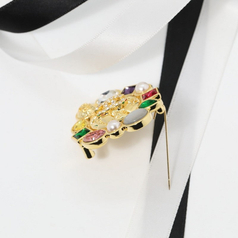 18K CC Color Crystal Flower Brooch