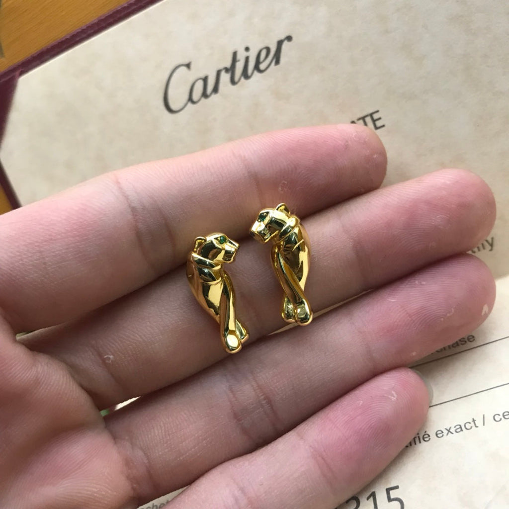 18K Tsavorite Garnet Panther Earrings