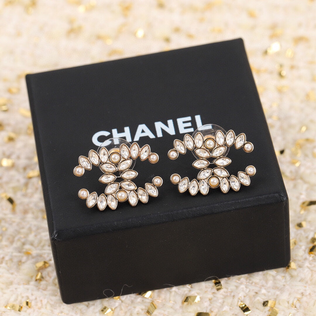 18K CC Crystal Earrings