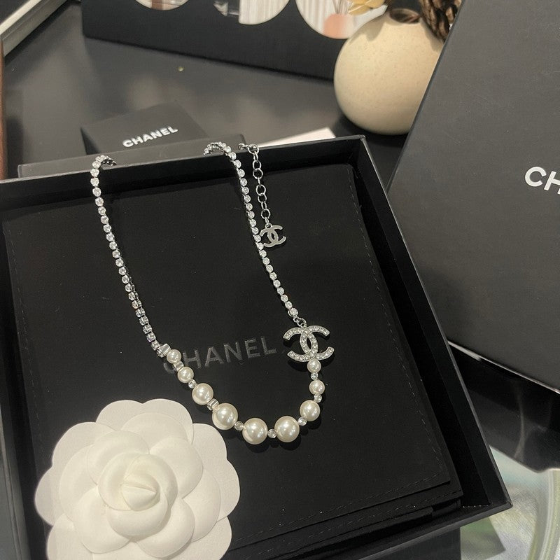 18K CC Pearl Chain Necklace