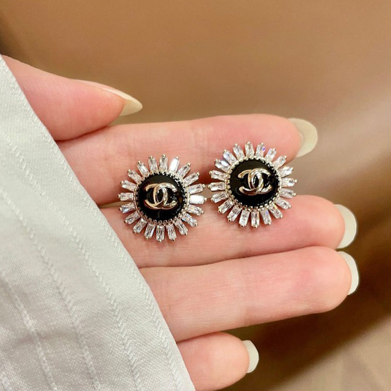 18K CC Vintage Black Diamond Earrings