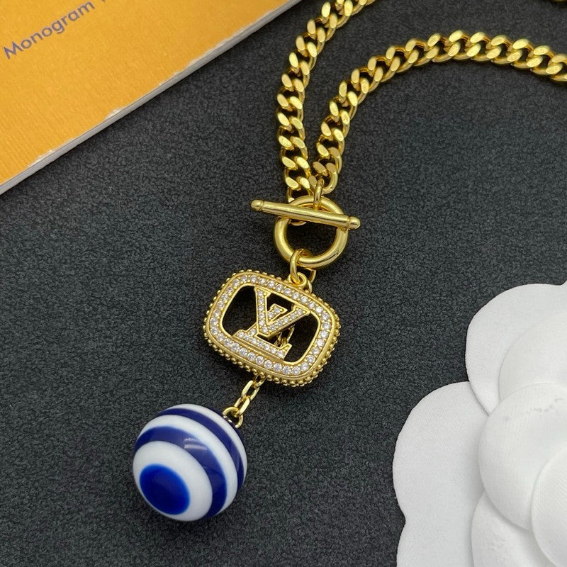 18K Louis Blue & White Ball Gold Necklace
