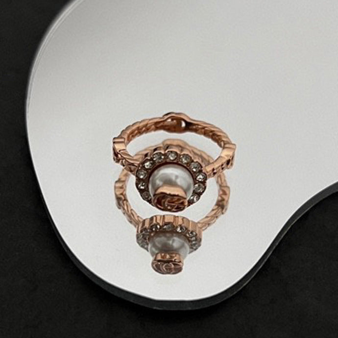 18K Double G Pearl Ring