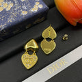 18K CD Double Heart Diamond Earrings