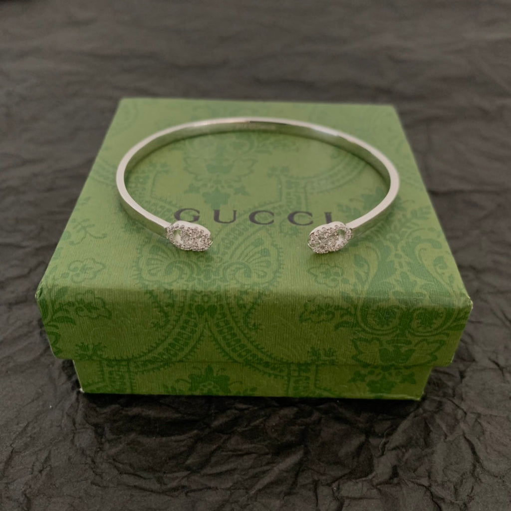 18K Double G Running Diamond Cuff Bracelet