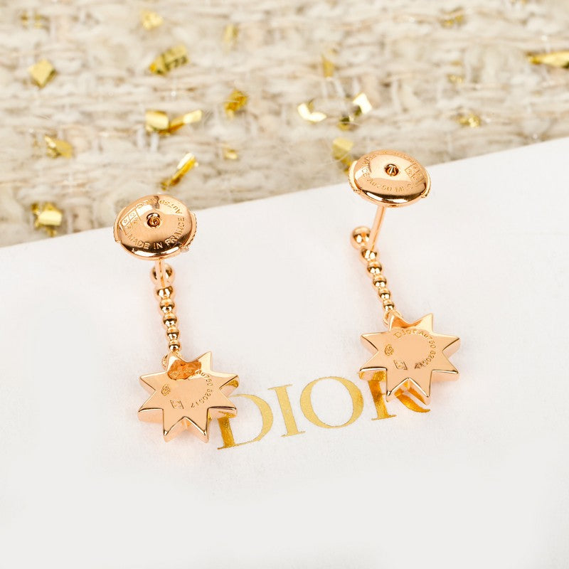 18K CD Flower Rose Gold Earrings