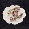 18K CC Crystal Flower Brooch