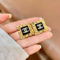18K CC Black Gold Earrings