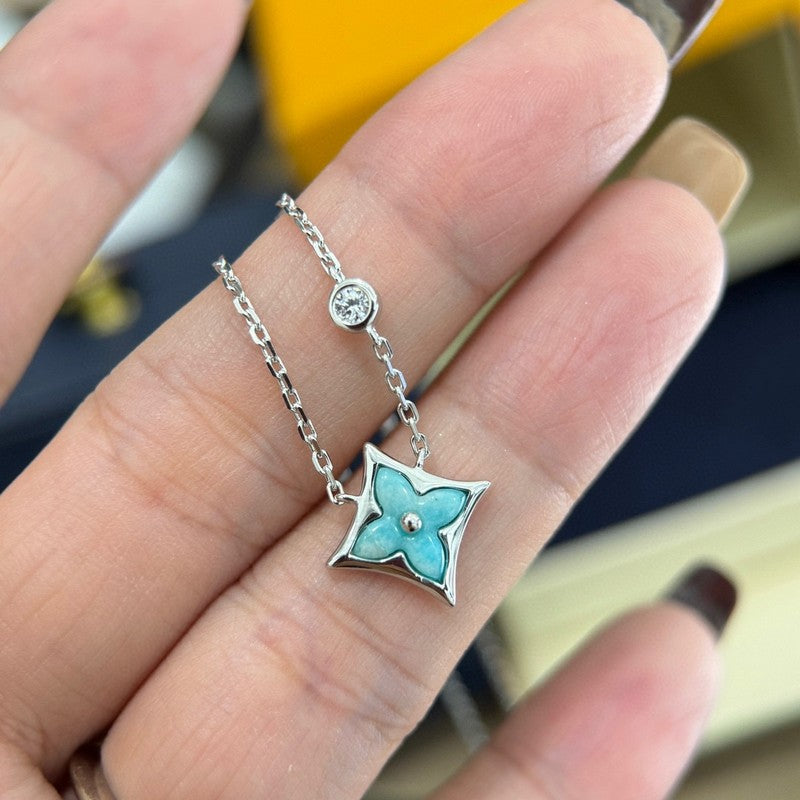 18K Louis Blue Color Blossom Necklace