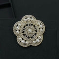 18K CC Camellia Diamond Pearl Brooch