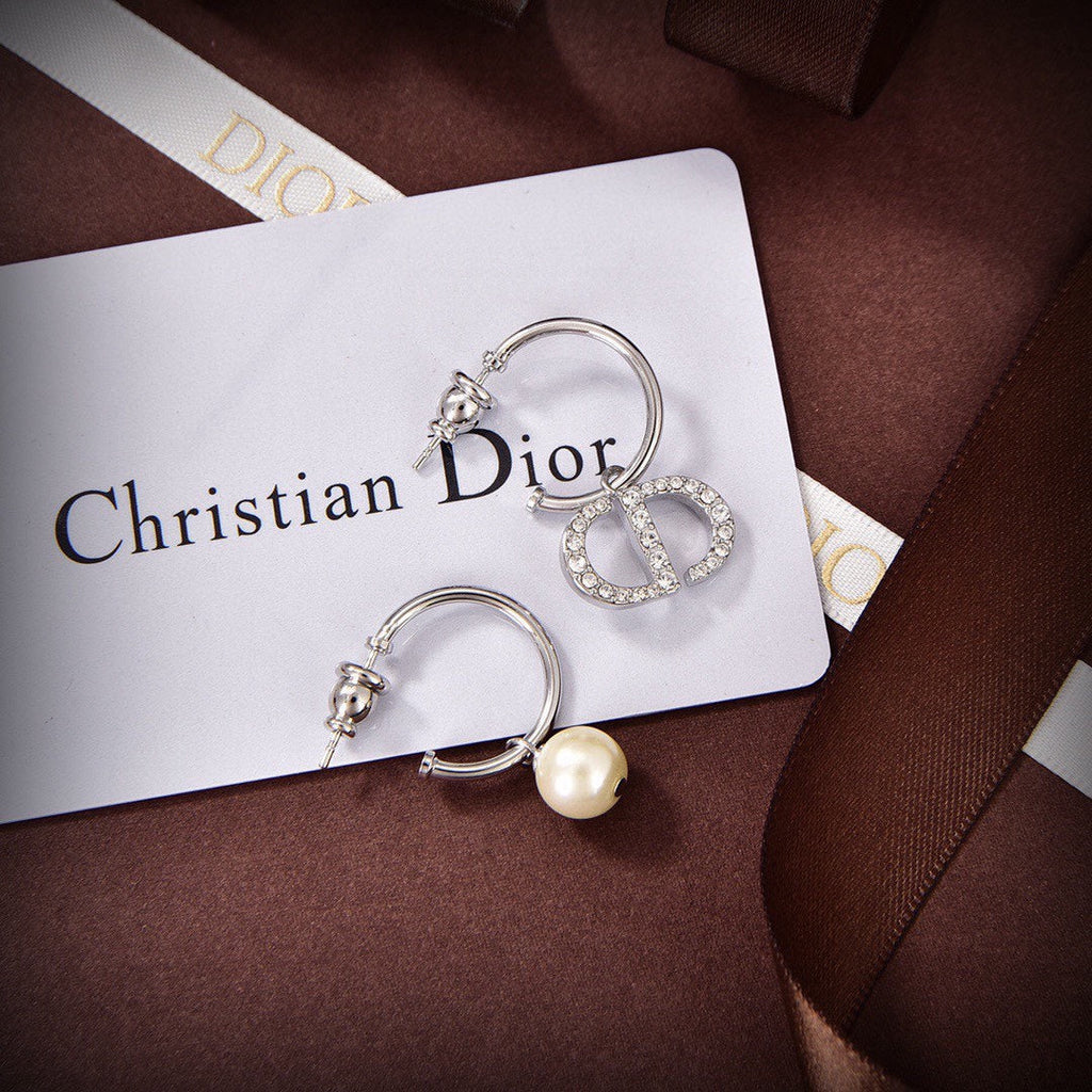 18K Petit CD Pearl Earrings