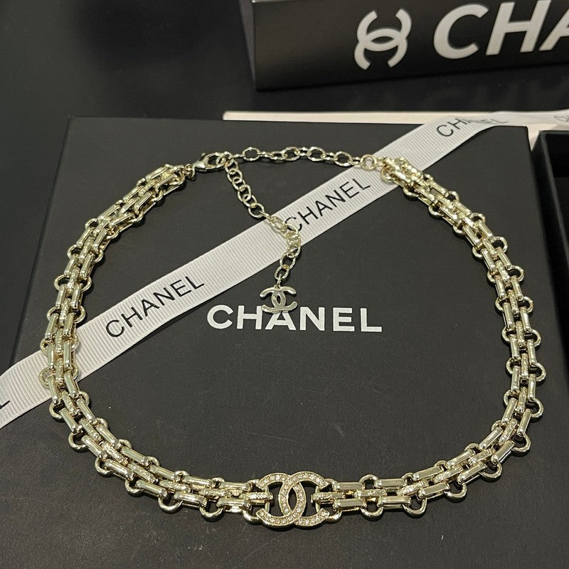 18K CC Pave Diamond Gold Necklace